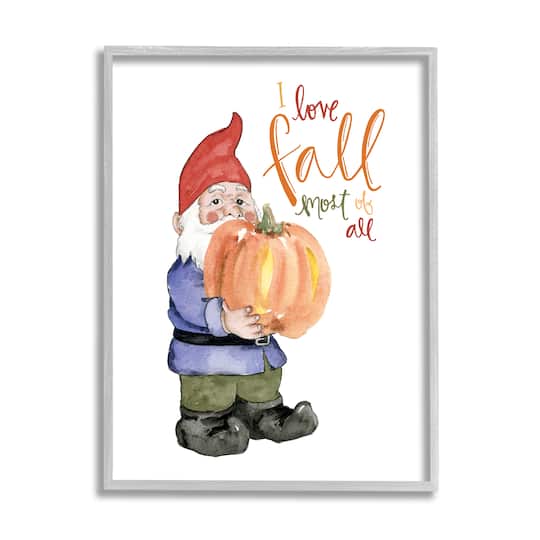 Stupell Industries I Love Fall Most Of All Gnome Framed Giclee Art